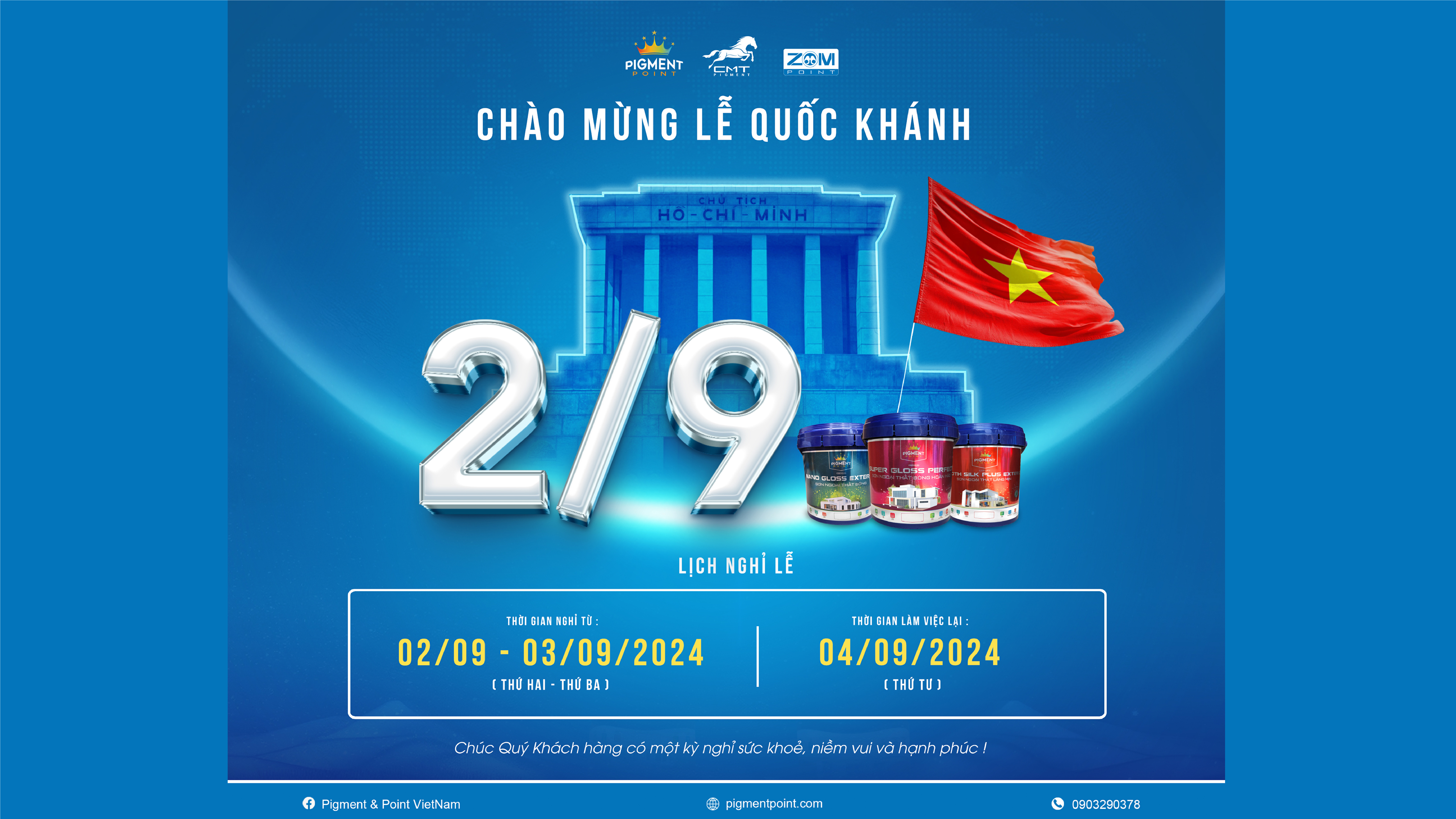 THÔNG BÁO LỊCH NGHỈ LỄ QUỐC KHÁNH 2/9/2024